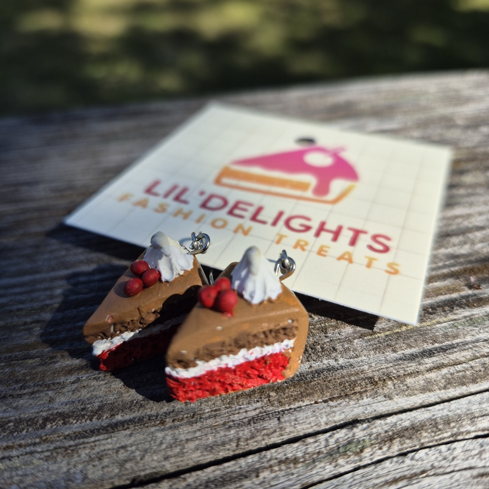 Black Forest Chocolate Cake Slice Earrings